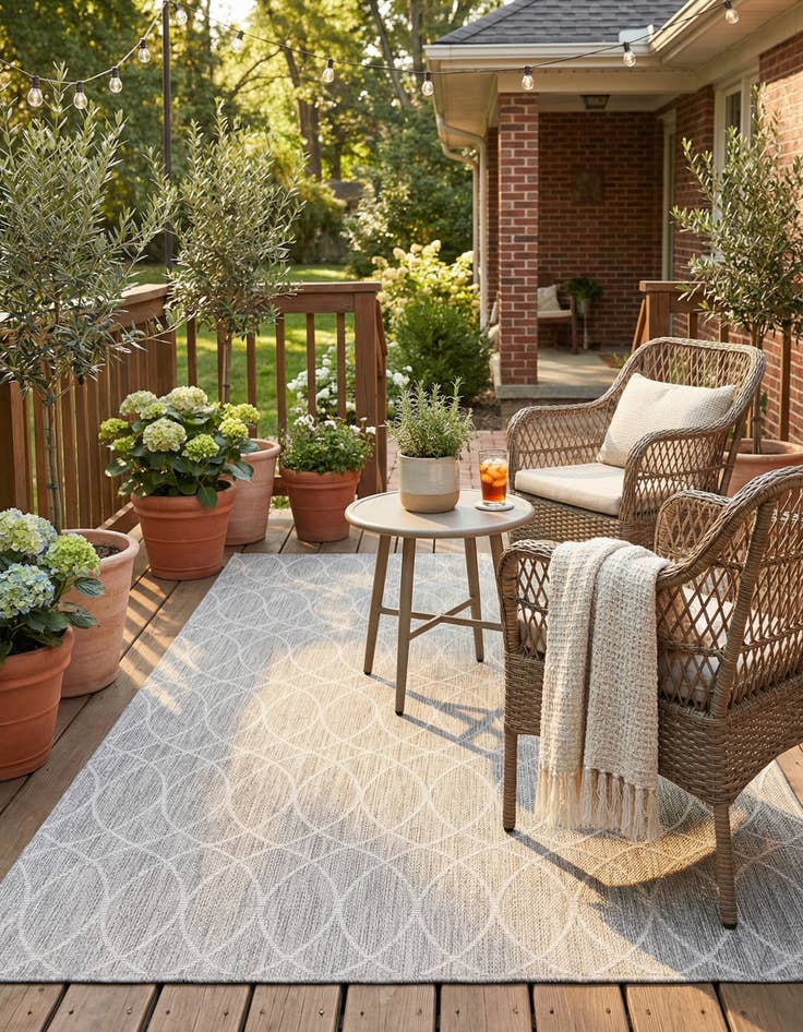 Detail image of  5' 3 x 8'  Washable Lattice Indoor / Outdoor Rug