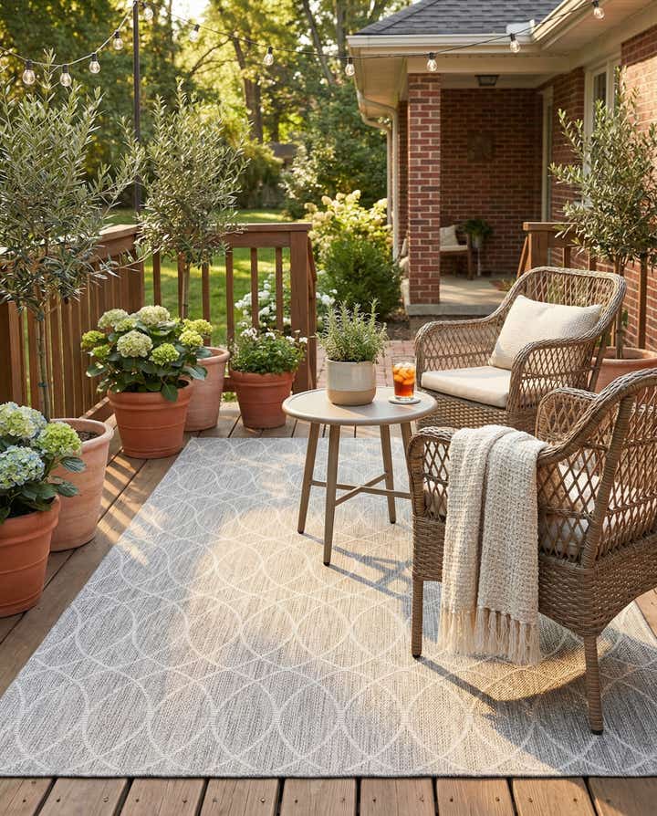 5' 3 x 8' Easy-Clean Trellis Indoor / Outdoor Rug