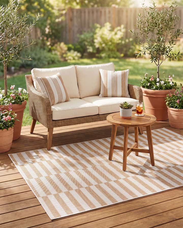 4' x 6' Easy-Clean Striped Indoor / Outdoor Rug