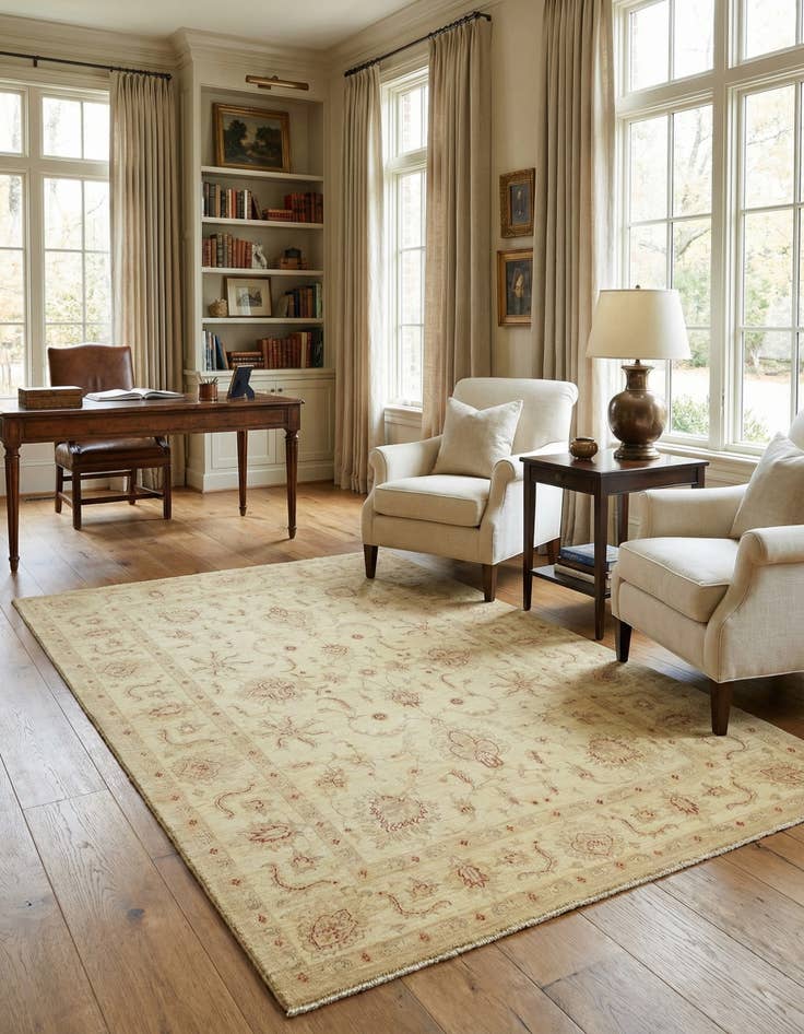 Detail image of  5' 9 x 8'  Hand Knotted Peshawar Ziegler Rug