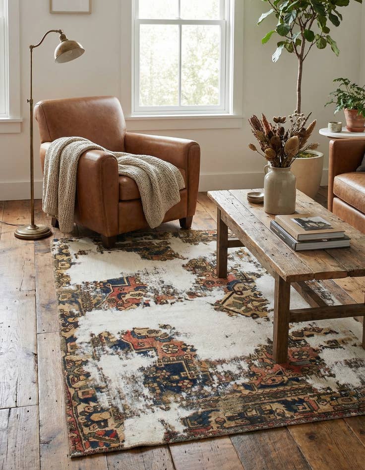 Detail image of 4' 8 x 6' 4  Hand Knotted Ultra Vintage Persian Wool Rug