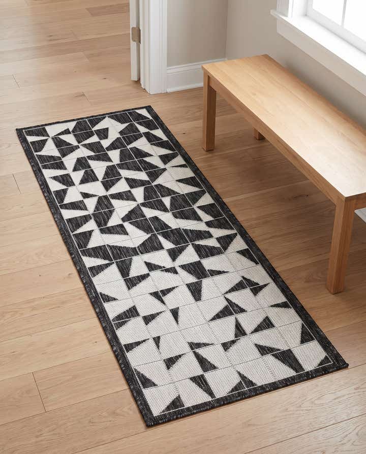 2' x 5' 3 Easy-Clean Modern Indoor / Outdoor Runner Rug