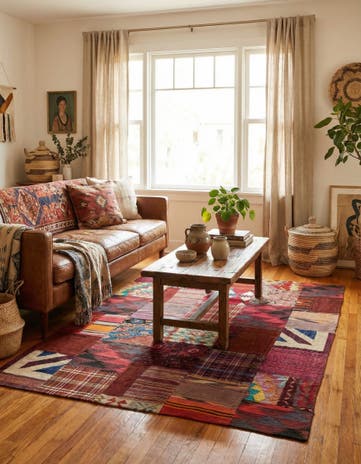 5' x 6' 8 Hand Woven Kilim Patchwork Wool Rug