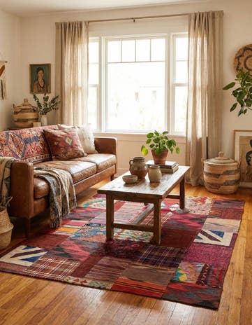 5' x 6' 8 Hand Woven Kilim Patchwork Wool Rug