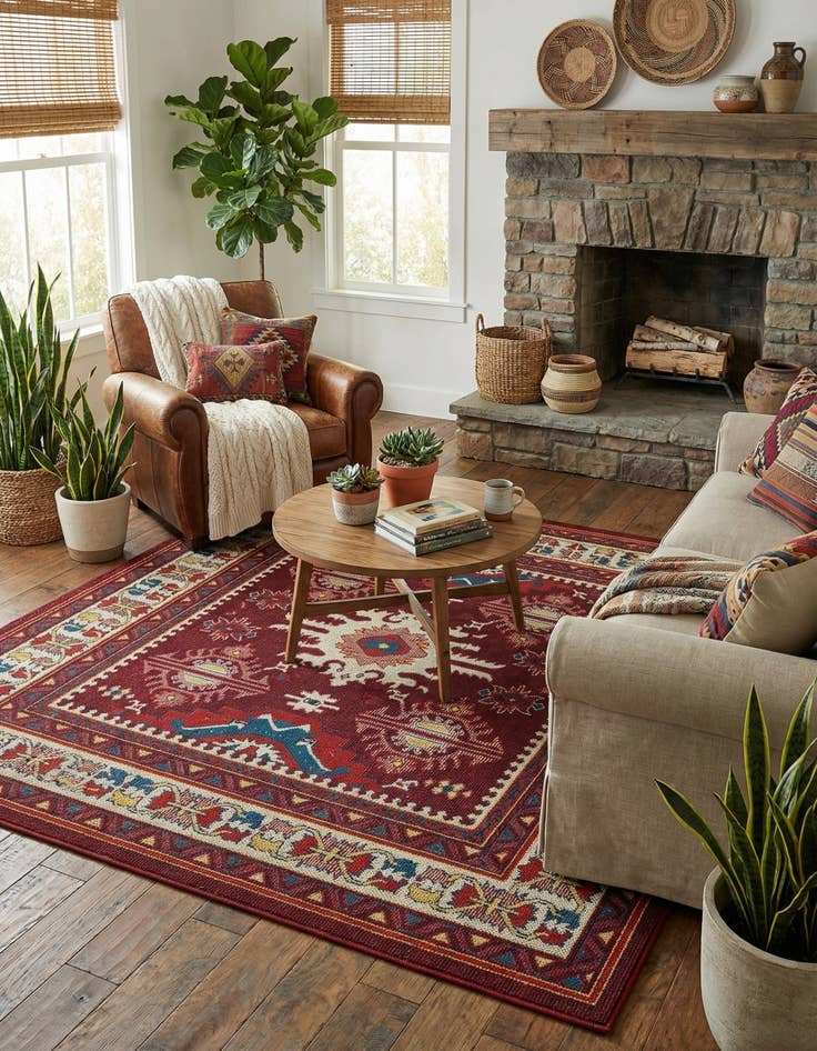 Detail image of 7' 10 x 7' 10  Washable Baja Indoor / Outdoor Square Rug