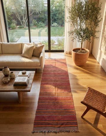 4' 1 x 12' 9 Hand Woven Kilim Modern Wool Runner Rug