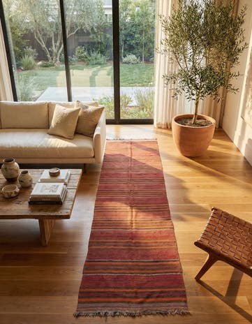 4' 1 x 12' 9 Hand Woven Kilim Modern Wool Runner Rug
