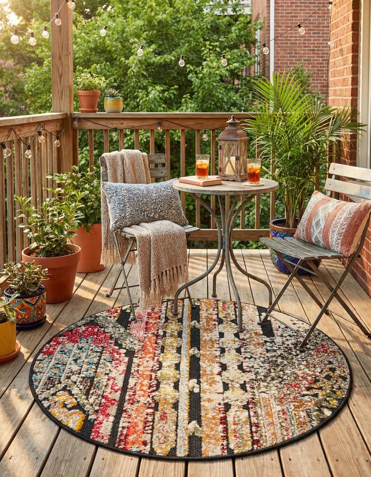 Detail image of 3' x 3'  Washable Casablanca Indoor / Outdoor Round Rug