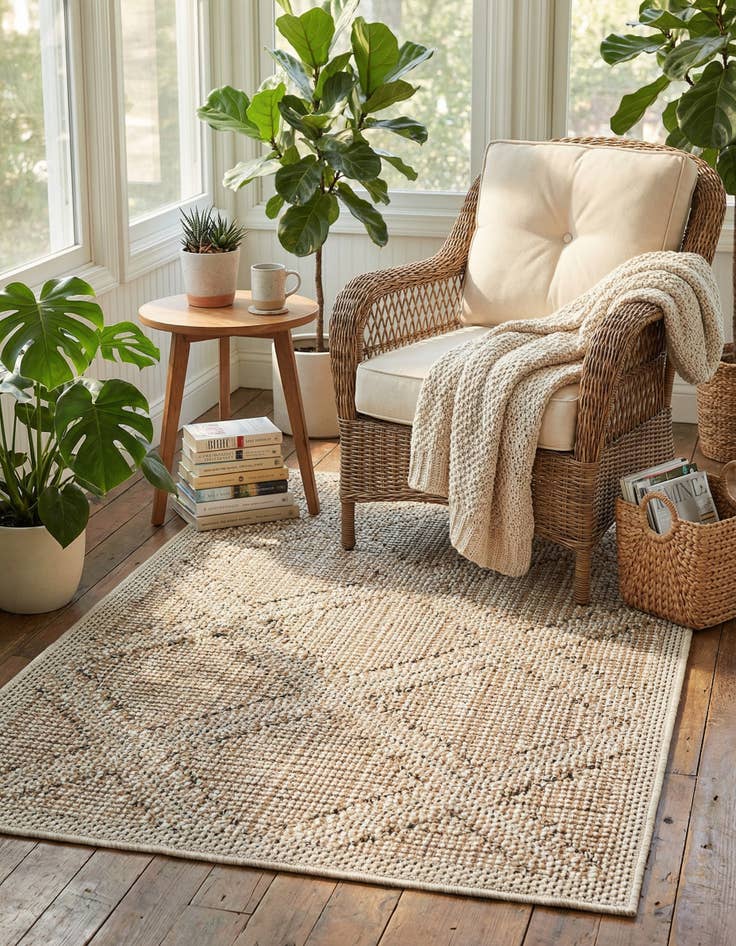 Detail image of  2' x 3' 1  Washable Lattice Indoor / Outdoor Rug