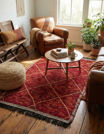 4' 3 x 6' 8 Hand Knotted Moroccan Wool Rug