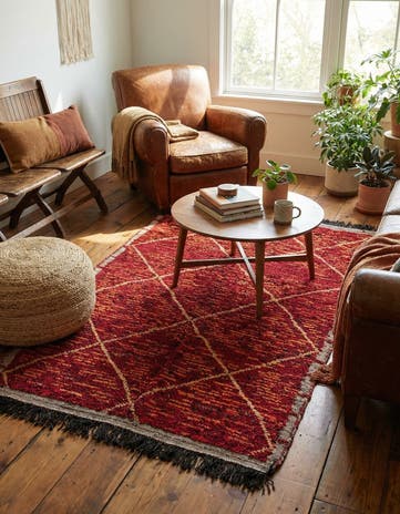 4' 3 x 6' 8 Hand Knotted Moroccan Wool Rug