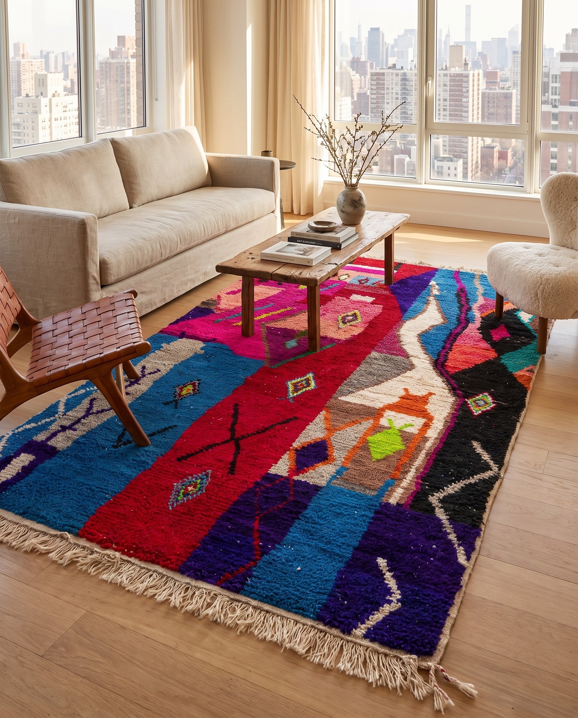 4' 9 x 8' 3 Hand Knotted Moroccan Wool Rug