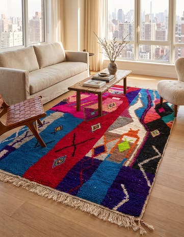 4' 9 x 8' 3 Hand Knotted Moroccan Wool Rug