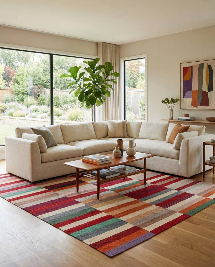 Detail image of 8' 4 x 11' 5 Hand Woven Kilim Modern Wool Rug