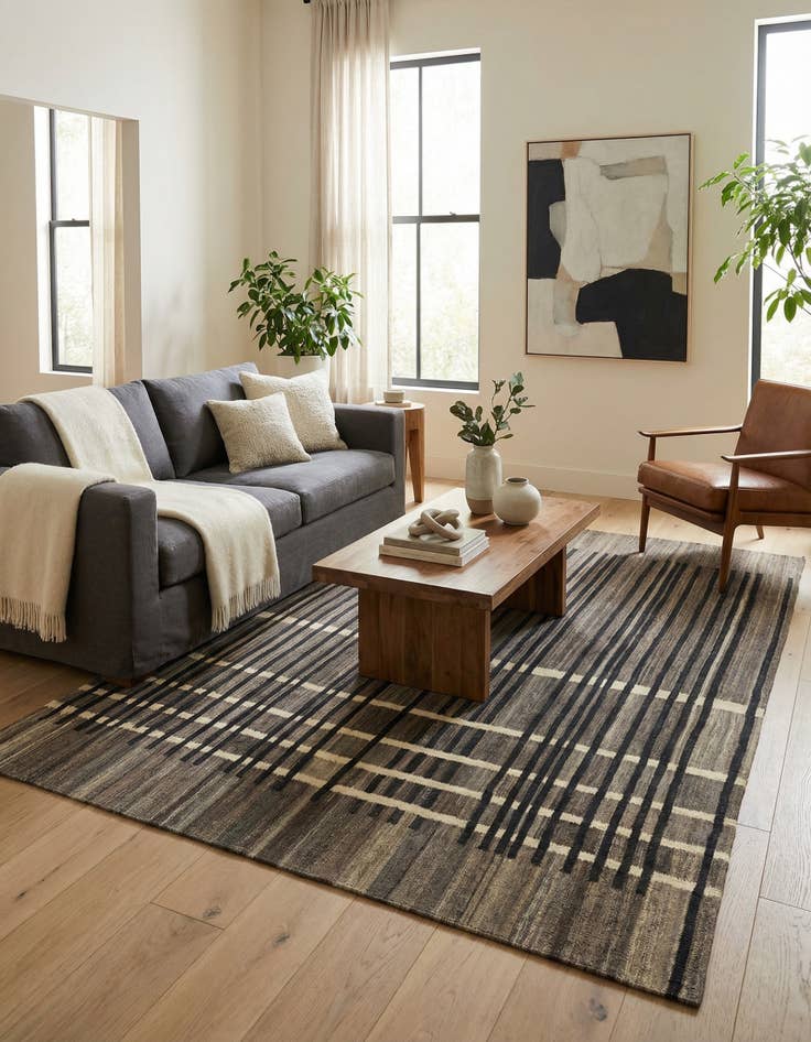 Detail image of 5' 6 x 8'  Hand Woven Kilim Modern Wool Rug