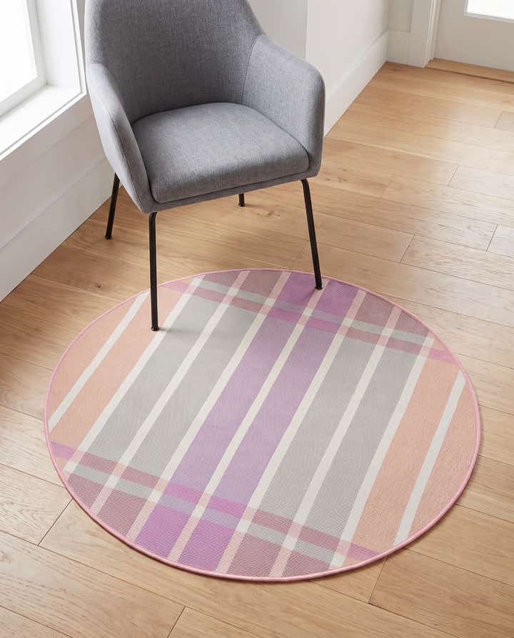 3' x 3' Easy-Clean Striped Indoor / Outdoor Round Rug
