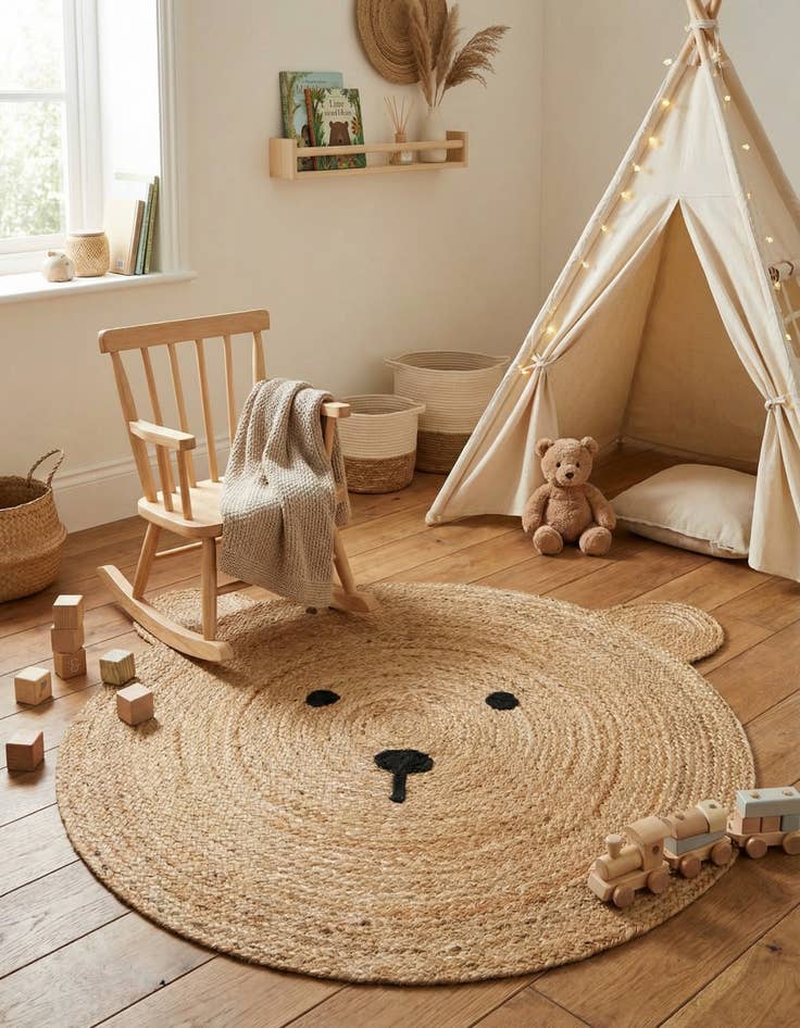 Detail image of 3' 1 x 3' 1  Hand Braided Kids Braided Jute Round Rug