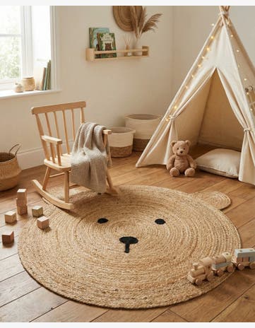 Natural Hand Braided Kids Braided Jute Round Rug