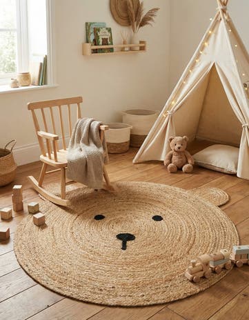 Natural Hand Braided Kids Braided Jute Round Rug