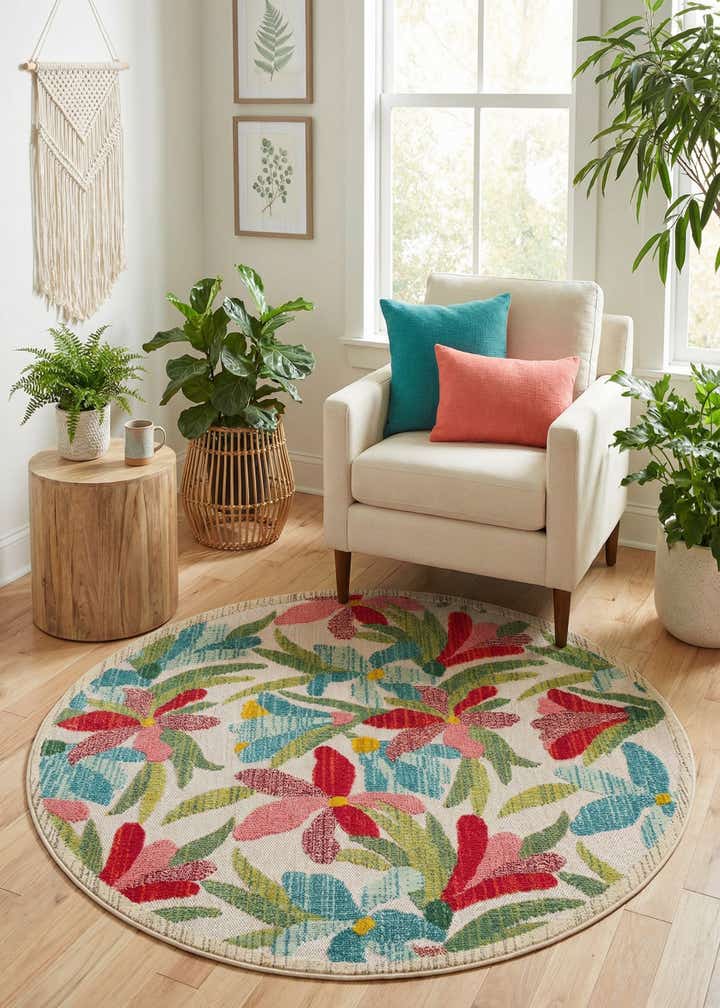 6' x 6' Easy-Clean Casablanca Indoor / Outdoor Round Rug