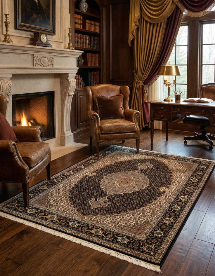 Detail image of 3' 6 x 5' Tabriz Mahi Rug