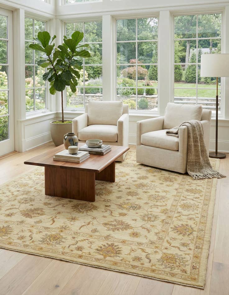 Detail image of  7' x 9' 5  Hand Knotted Peshawar Ziegler Rug