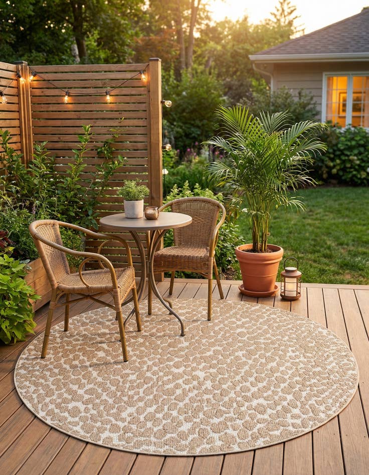 Detail image of 5' 3 x 5' 3  Washable Safari Indoor / Outdoor Round Rug