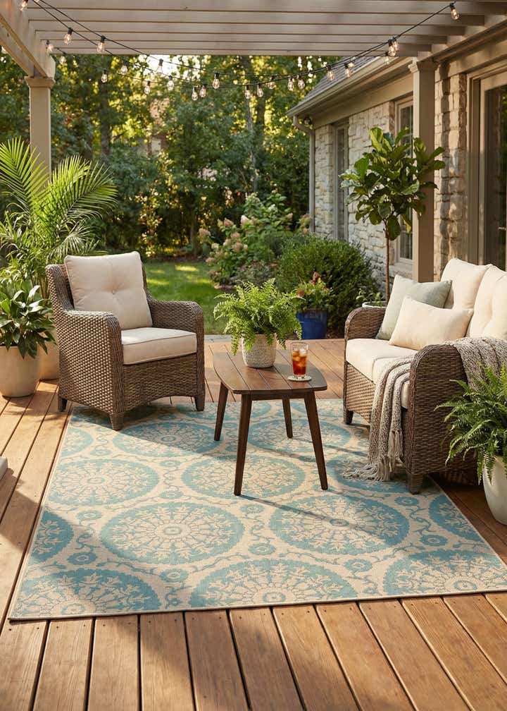 9' x 12' 2 Easy-Clean Botanical Indoor / Outdoor Rug