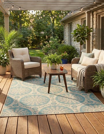 9' x 12' 2 Easy-Clean Botanical Indoor / Outdoor Rug