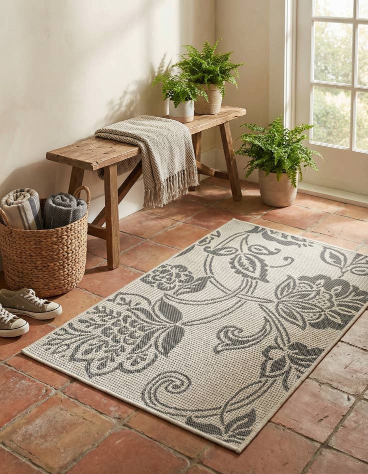 Detail image of 2' x 3' Easy-Clean Botanical Indoor / Outdoor Rug