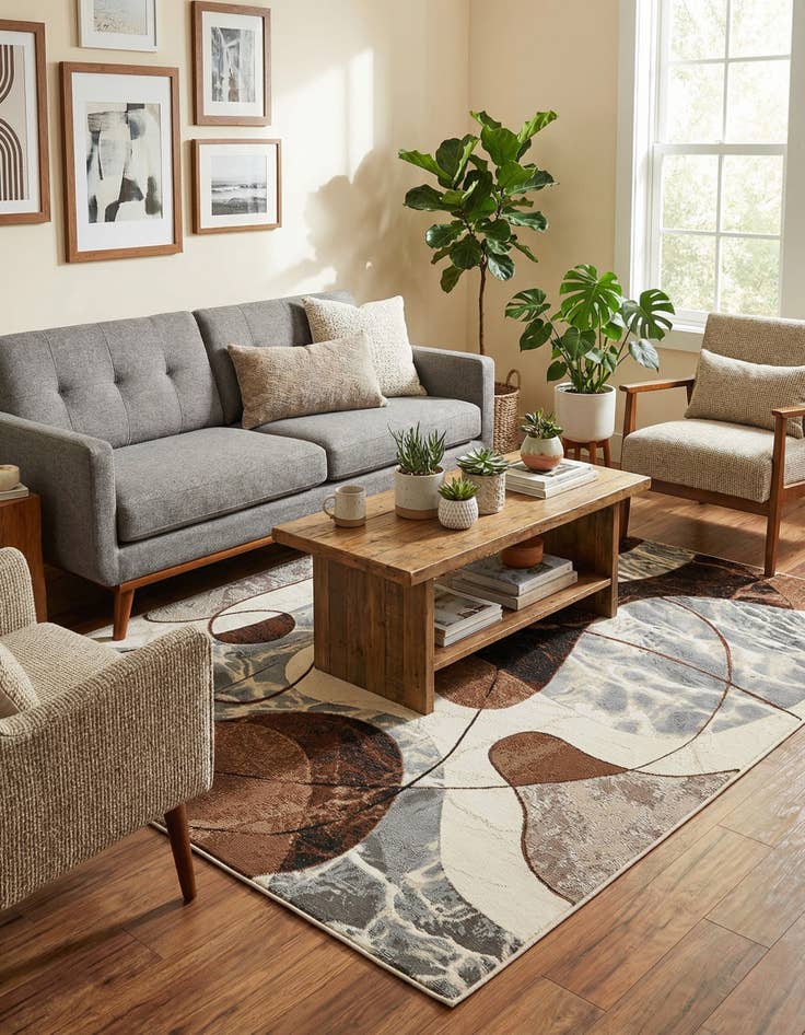 Detail image of 5' x 7'  Washable Modern Indoor / Outdoor Rug