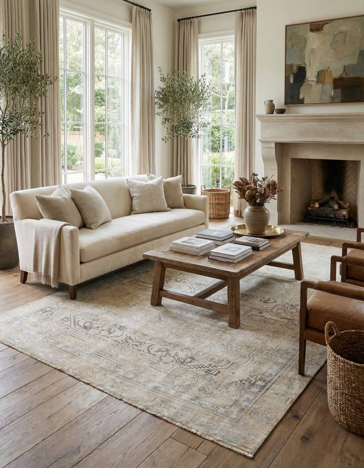 Detail image of 6' 1 x 8' 10  Hand Knotted Ultra Vintage Persian Wool Rug