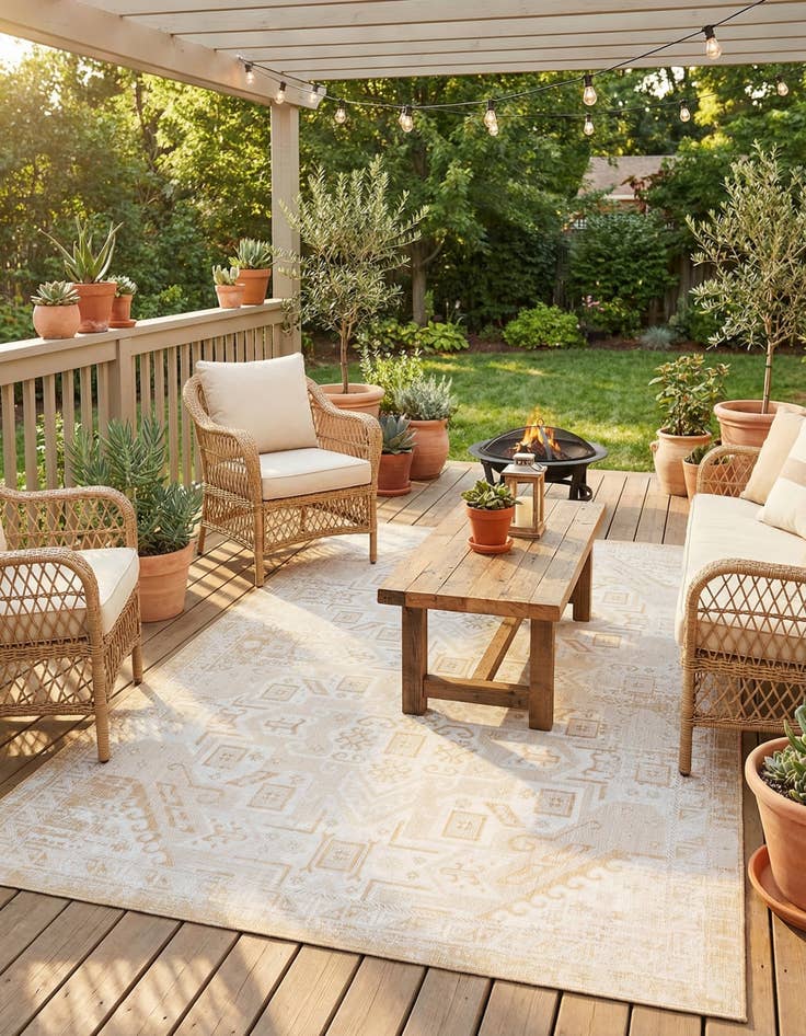 Detail image of 7' 10 x 11' Easy-Clean Aztec Indoor / Outdoor Rug
