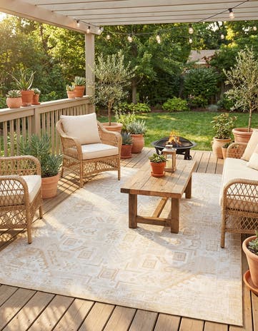 7' 10 x 11' Easy-Clean Aztec Indoor / Outdoor Rug