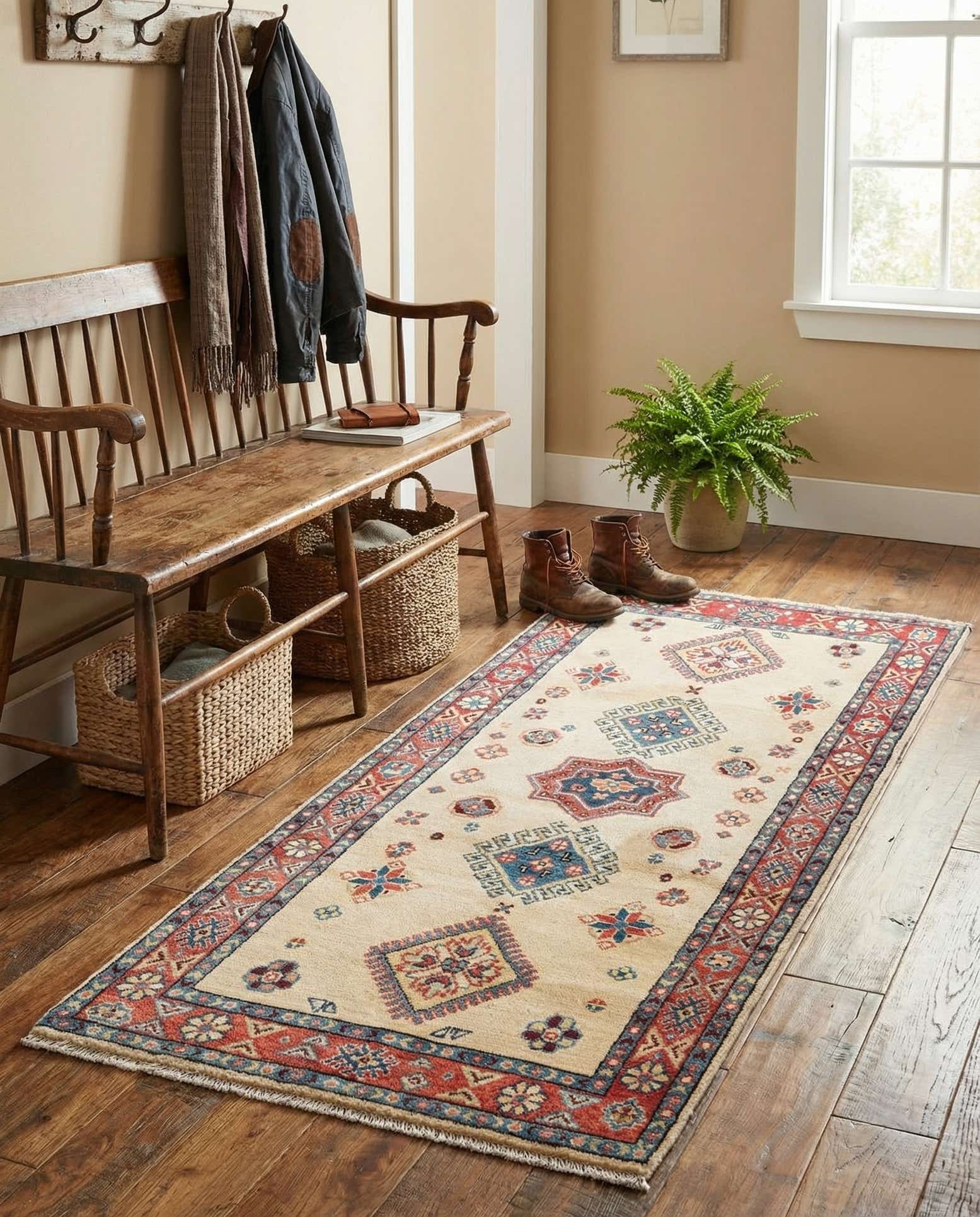 70cm x 180cm Hand Knotted Kazak Runner Rug