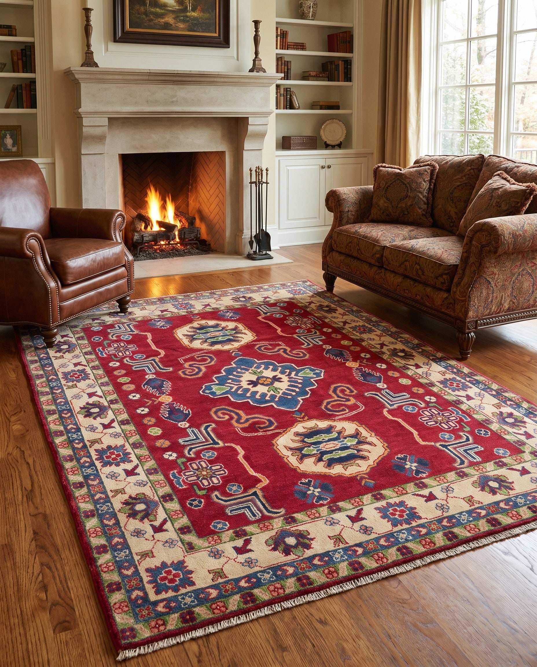 5' 1 x 6' 8 Hand Knotted Kazak Rug
