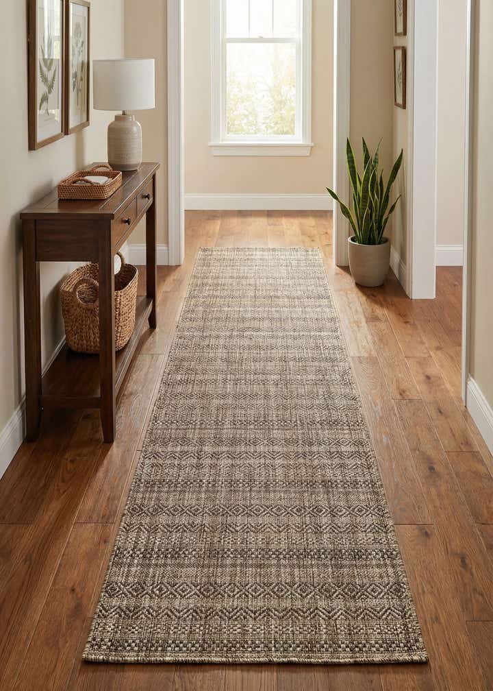 2' 7 x 12' Easy-Clean Striped Indoor / Outdoor Runner Rug