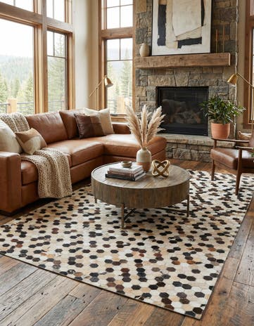 5' 1 x 8' Cowhide Leather Rug