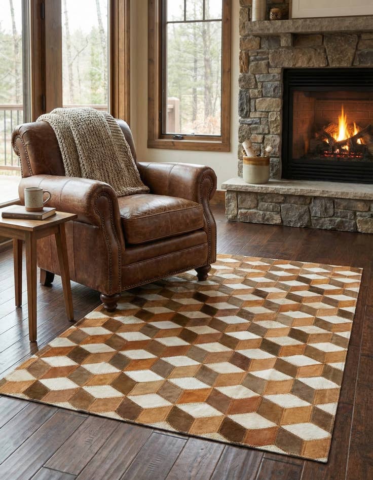 Detail image of  2' x 3' Cowhide Leather Rug