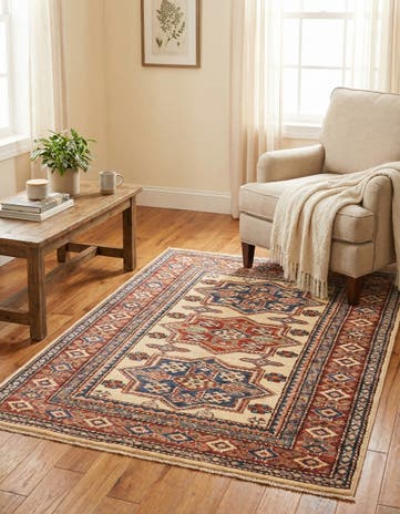 3' 3 x 4' 9 Hand Knotted Kazak Oriental Rug