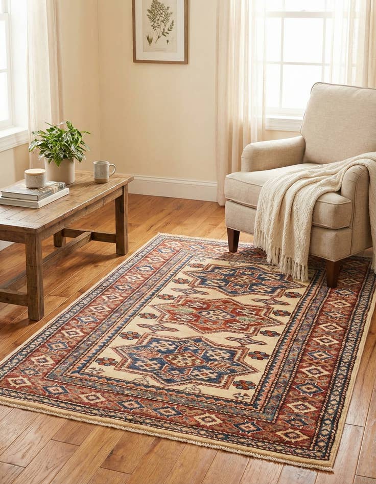 Detail image of 3' 3 x 4' 9  Hand Knotted Kazak Oriental Rug