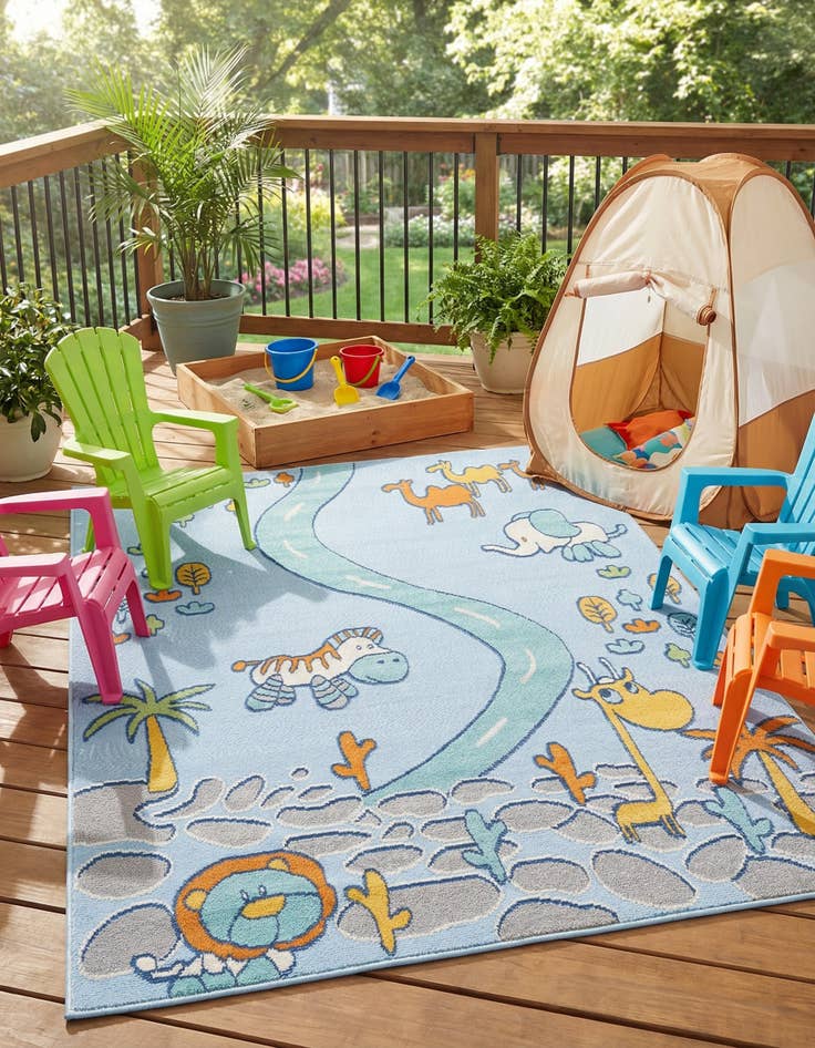 Detail image of  5' 3 x 7' 7  Washable  Indoor / Outdoor Rug