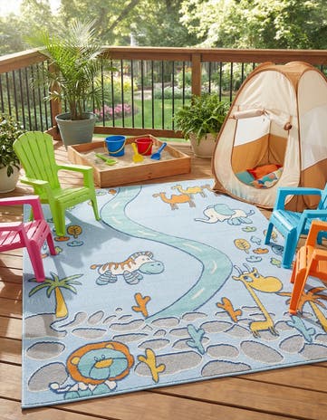 5' 3 x 7' 7 Easy-Clean Indoor / Outdoor Rug