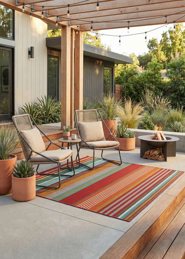 7' 10 x 7' 10 Easy-Clean Modern Indoor / Outdoor Square Rug