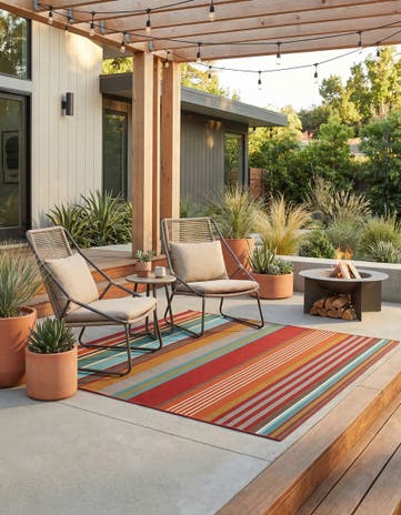 Easy-Clean Modern Indoor / Outdoor Square Rug