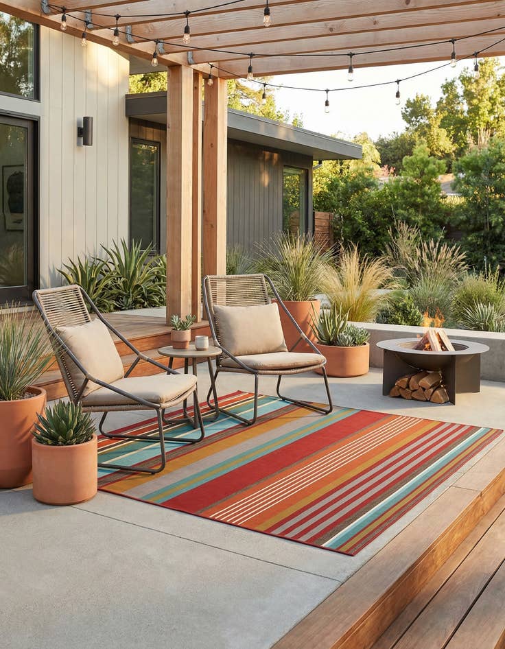 Detail image of 7' 10 x 7' 10  Washable Modern Indoor / Outdoor Square Rug