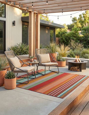 Easy-Clean Modern Indoor / Outdoor Square Rug