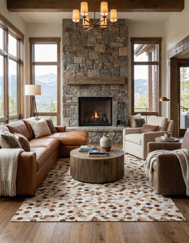 Detail image of  5' 1 x 8' Cowhide Leather Rug