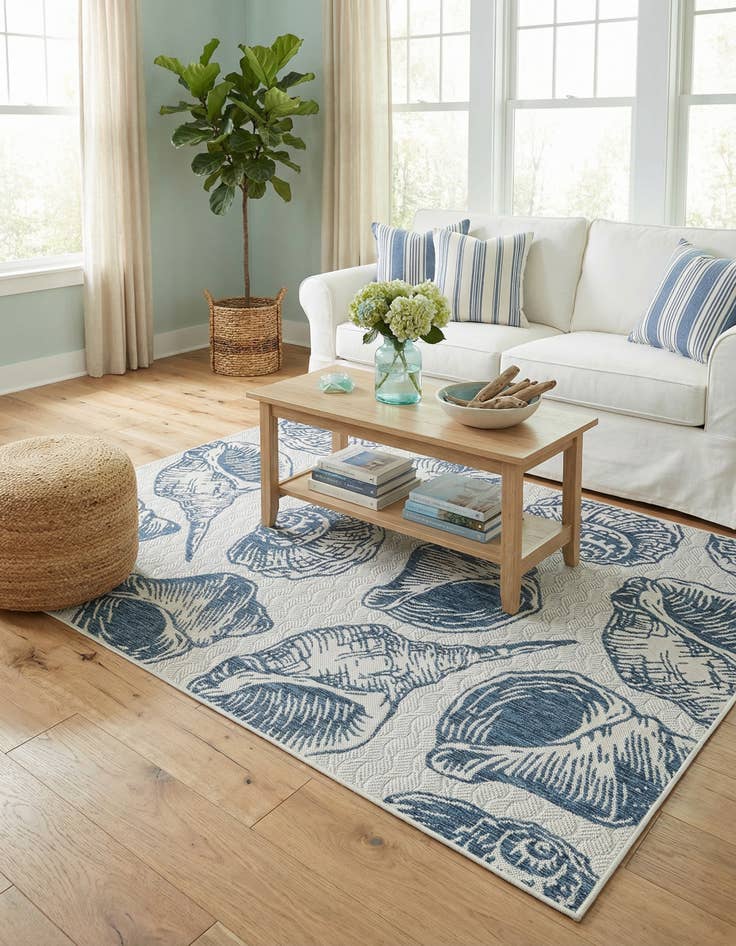 Detail image of 5' 3 x 8'  Washable Coastal Indoor / Outdoor Rug