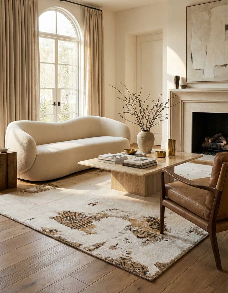 Detail image of 3' 7 x 6' 6  Hand Knotted Ultra Vintage Persian Wool Rug